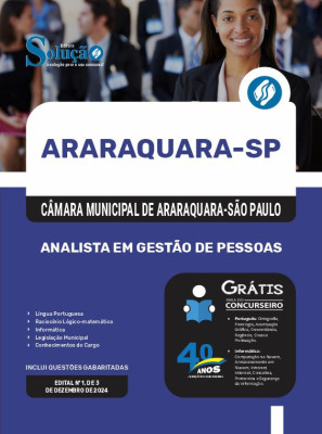 Apostila Câmara de Araraquara - SP em PDF 2025 - Analista em Gestão de Pessoas - Imagem 1