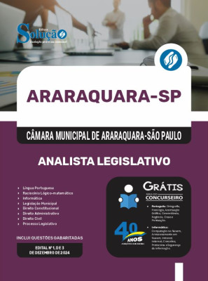 Apostila Câmara de Araraquara - SP 2025 - Analista Legislativo - Imagem 3