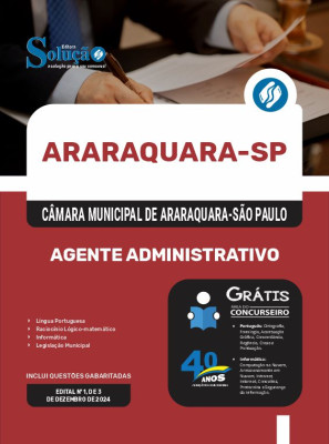 Apostila Câmara de Araraquara - SP 2025 - Agente Administrativo - Imagem 3
