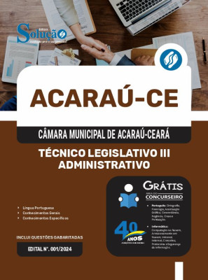 Apostila Câmara de Acaraú - CE 2025 - Técnico Legislativo III - Administrativo - Imagem 3