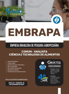 Apostila EMBRAPA 2025 - Comum - Analista - Ciência e Tecnologia de Alimentos - Área 1 - Imagem 3