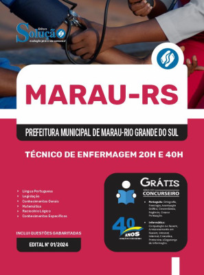 Apostila Prefeitura de Marau - RS em PDF 2025 - Técnico de Enfermagem 20h e 40h - Imagem 1
