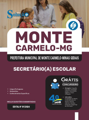 Apostila Prefeitura de Monte Carmelo - MG em PDF 2025 - Secretário(a) Escolar - Imagem 1