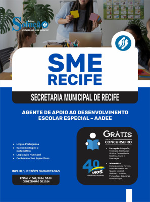 Apostila SME Recife 2025 - Agente de Apoio ao Desenvolvimento Escolar Especial – AADEE - Imagem 3