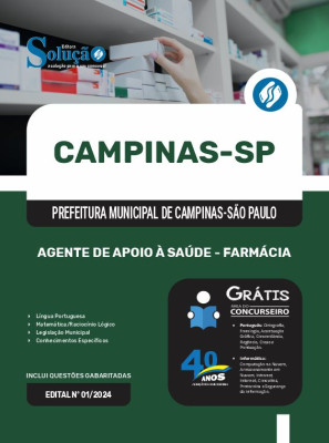 Apostila Prefeitura de Campinas - SP 2025 - Agente de Apoio à Saúde - Farmácia - Imagem 3