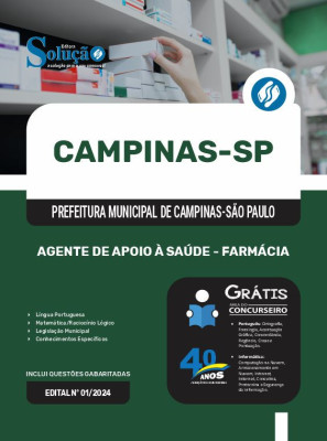 Apostila Prefeitura de Campinas - SP em PDF - Agente de Apoio à Saúde - Farmácia 2025 - Imagem 1
