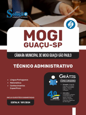 Apostila Câmara de Mogi Guaçu - SP 2025 - Técnico Administrativo - Imagem 3