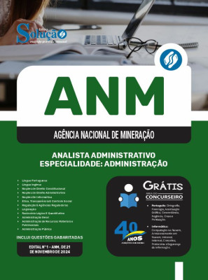 Apostila ANM em PDF 2025 - Analista Administrativo - Especialidade: Administração - Imagem 1