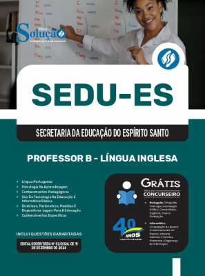 Apostila SEDU-ES em PDF 2025 - Professor B - Língua Inglesa - Imagem 1