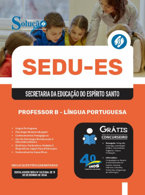 Apostila SEDU-ES em PDF 2025 - Professor B - Língua Portuguesa - Imagem 1