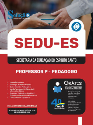 Apostila SEDU-ES em PDF 2025 - Professor P - Pedagogo - Imagem 1