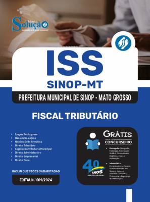Apostila Prefeitura de Sinop - MT (ISS) em PDF 2025 - Fiscal Tributário - Imagem 1