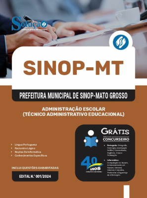 Apostila Prefeitura de Sinop - MT em PDF 2025 - Administração Escolar (Técnico Administrativo Educacional) - Imagem 1
