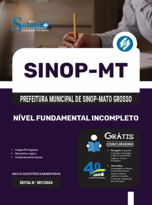 Apostila Prefeitura de Sinop - MT em PDF 2025 - Nível Fundamental Completo - Motorista IV, Laboratorista De Solo - Imagem 1