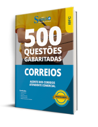 Capa Caderno de Questões CORREIOS - Agente de Correios - Atendente Comercial - 500 Questões Gabaritadas