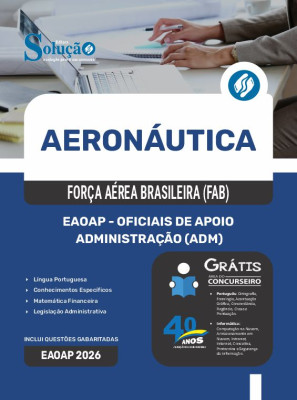 Apostila Aeronáutica do Brasil em PDF 2025 - EAOAP - Oficiais de Apoio - Administração (Adm) - Imagem 1