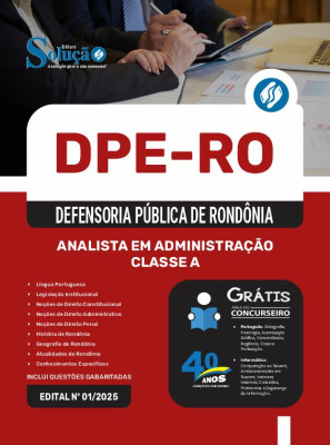 Apostila DPE-RO em PDF 2025 - Analista em Administração - Classe A - Imagem 1