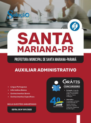 Apostila Prefeitura de Santa Mariana - PR em PDF 2025 - Auxiliar Administrativo - Imagem 1