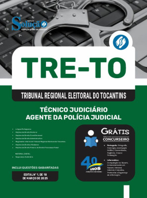 Apostila TRE-TO em PDF 2025 - Técnico Judiciário - Agente da Polícia Judicial - Imagem 1