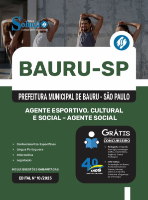 Apostila Prefeitura de Bauru - SP em PDF 2025 - Agente Esportivo, Cultural e Social - Agente Social - Imagem 1