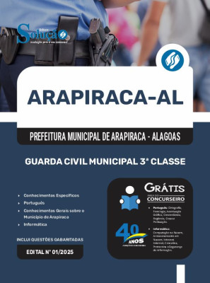 Apostila Prefeitura de Arapiraca - AL 2025 - Guarda Civil Municipal 3ª Classe - Imagem 3