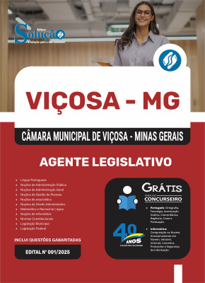 Apostila Câmara de Viçosa - MG em PDF 2025 - Agente Legislativo - Imagem 1