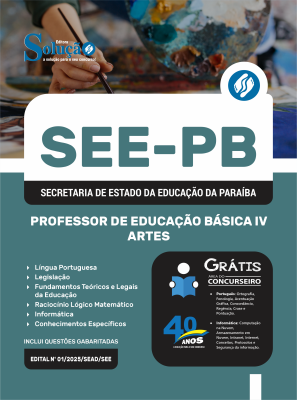 Apostila SEE-PB em PDF 2025 - Professor de Educação Básica IV - Artes - Imagem 1