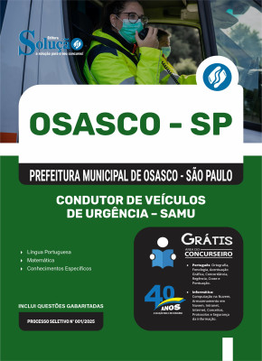 Apostila Prefeitura de Osasco - SP em PDF 2025 - Condutor de Veículos de Urgência - SAMU - Imagem 1
