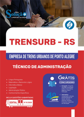 Apostila TRENSURB-RS em PDF 2025 - Técnico de Administração - Imagem 1