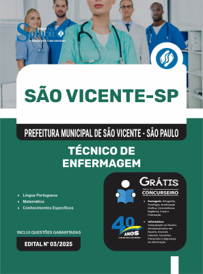 Apostila Prefeitura de São Vicente - SP em PDF - Técnico de Enfermagem 2025 - Imagem 1