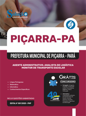 Apostila Prefeitura de Piçarra - PA 2025 - Agente Administrativo, Analista de Logística e Monitor de Transporte Escolar - Imagem 3