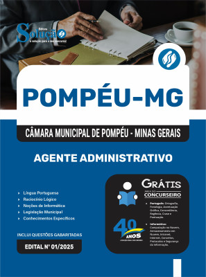 Apostila Câmara de Pompéu - MG 2025 - Agente Administrativo - Imagem 3