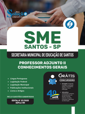 Apostila SME Santos - SP 2025 - Professor Adjunto II - Conhecimentos Gerais - Imagem 3