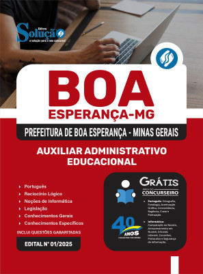 Apostila Prefeitura de Boa Esperança - MG 2025 - Auxiliar Administrativo Educacional - Imagem 3