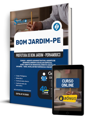 Apostila Prefeitura de Bom Jardim - PE 2025 - Comum - Agente Adm, ADEE, ADEI, Aux de Farmácia e Recepcionista - Imagem 1