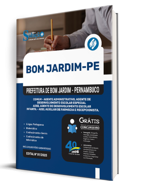 Apostila Prefeitura de Bom Jardim - PE 2025 - Comum - Agente Adm, ADEE, ADEI, Aux de Farmácia e Recepcionista - Imagem 2