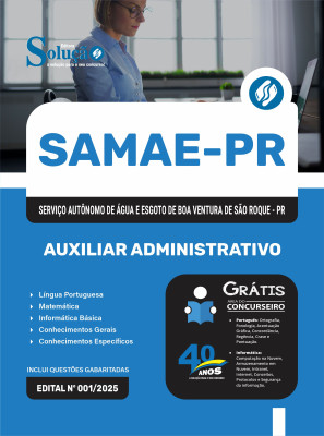 Apostila SAMAE-PR 2025 - Auxiliar Administrativo - Imagem 3