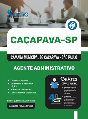 Apostila Câmara de Caçapava - SP 2025 - Agente Administrativo - Imagem 3