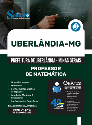 Apostila Prefeitura de Uberlândia - MG 2025 - Professor de Matemática - Imagem 3