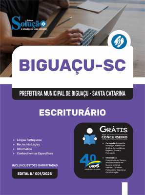Apostila Prefeitura de Biguaçu - SC 2025 - Escriturário - Imagem 3