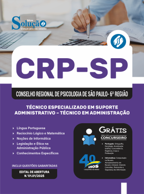Apostila CRP-SP em PDF 2025 - Técnico Especializado em Suporte Administrativo – Técnico em Administração - Imagem 1