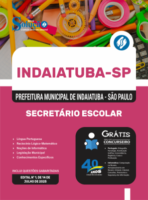 Apostila Prefeitura de Indaiatuba - SP em PDF 2025 - Secretário Escolar - Imagem 1
