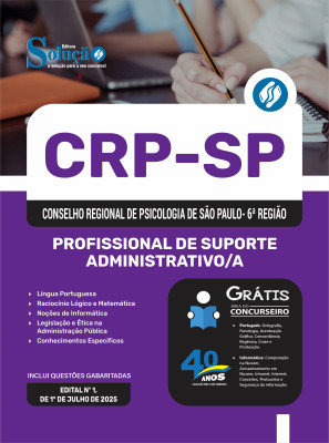 Apostila CRP-SP em PDF 2025 - Profissional De Suporte Administrativo/a - Imagem 1