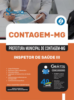 Apostila Prefeitura de Contagem - MG 2025 - Inspetor de Saúde III - Imagem 3