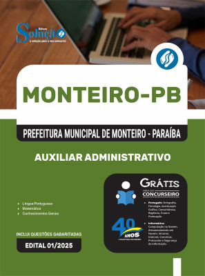 Apostila Prefeitura de Monteiro-PB 2025 - Auxiliar Administrativo - Imagem 3