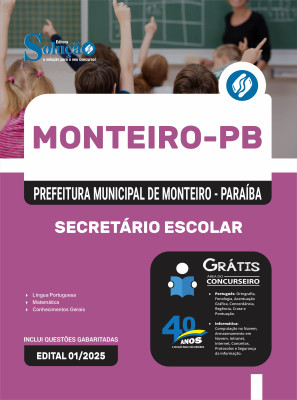 Apostila Prefeitura de Monteiro-PB 2025 - Secretário Escolar - Imagem 3