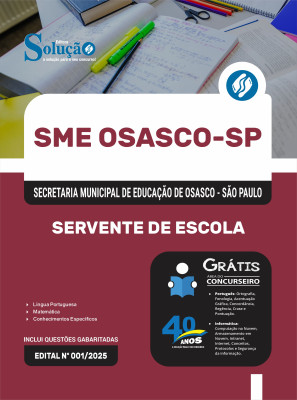 Apostila SME-Osasco-SP 2025 - Servente de Escola - Imagem 3