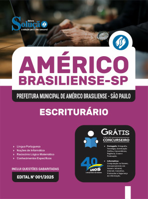 Apostila Prefeitura de Américo Brasiliense - SP em PDF - Escriturário - Imagem 1