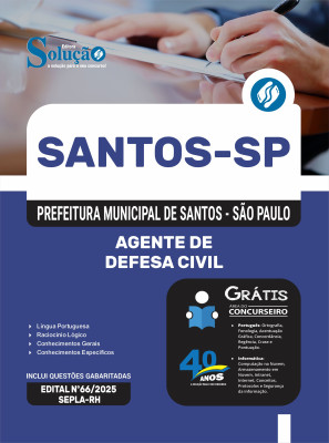 Apostila Prefeitura de Santos - SP 2025 - Agente de Defesa Civil - Imagem 3