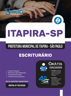 Apostila Prefeitura de Itapira - SP em PDF 2025 - Escriturário - Imagem 1